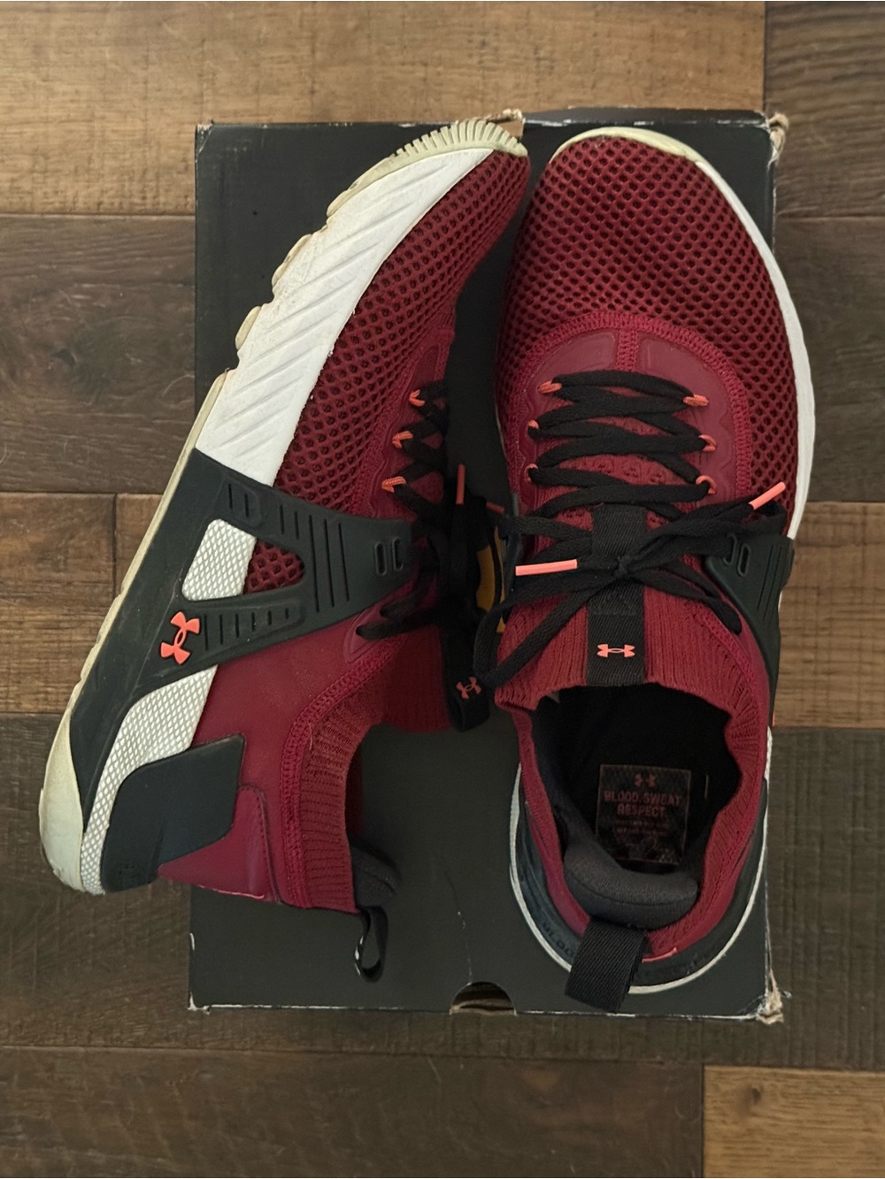 Under Armour Project Rock 4 Men’s Training Shoes - Maroon/Black - Picture 3 of 5